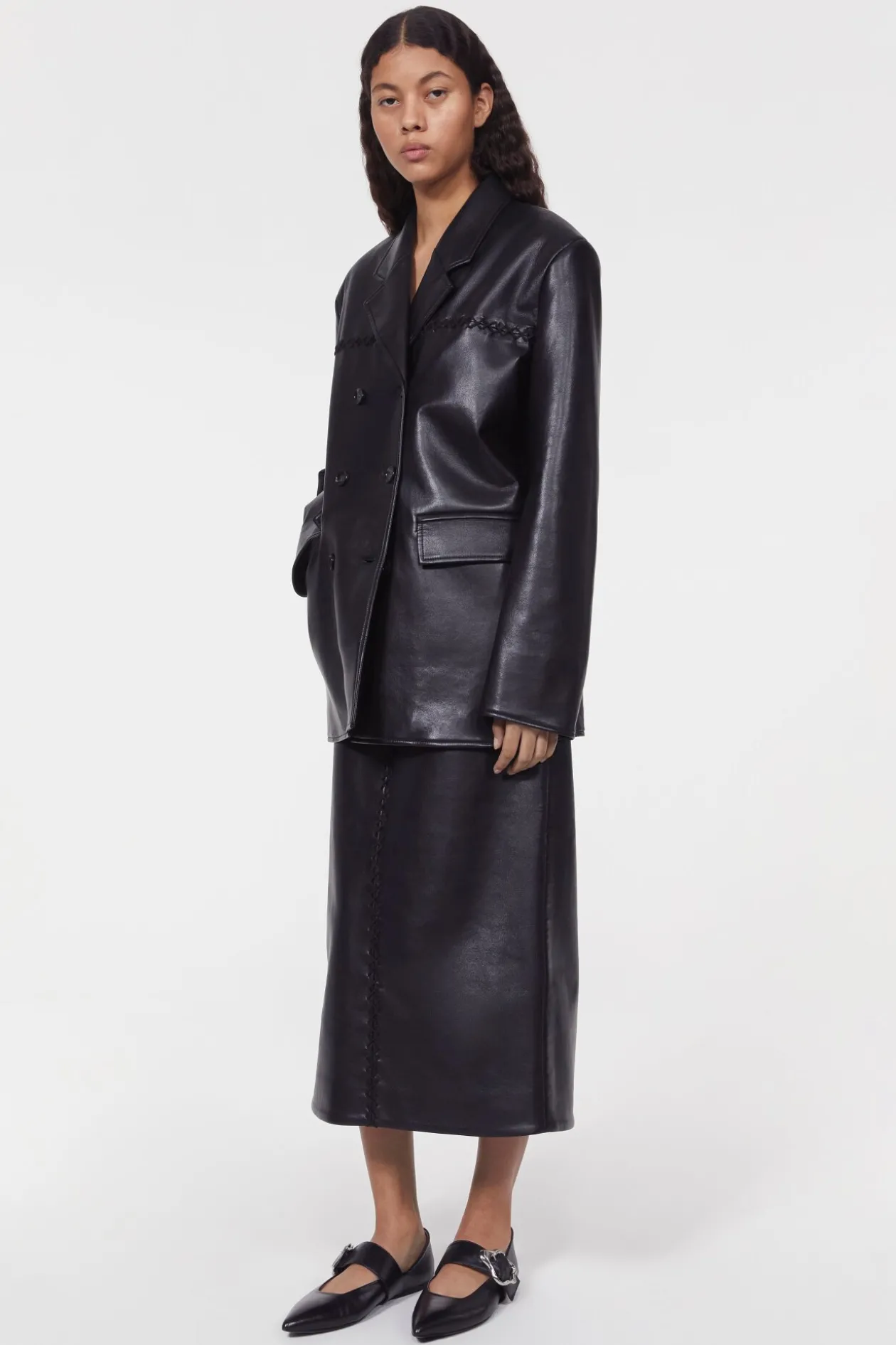 Carena Stitch Leather Blazer
