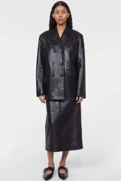Carena Stitch Leather Blazer