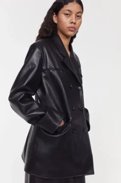 Carena Stitch Leather Blazer