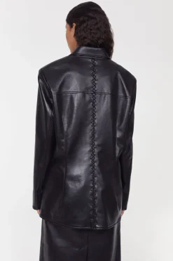 Carena Stitch Leather Blazer