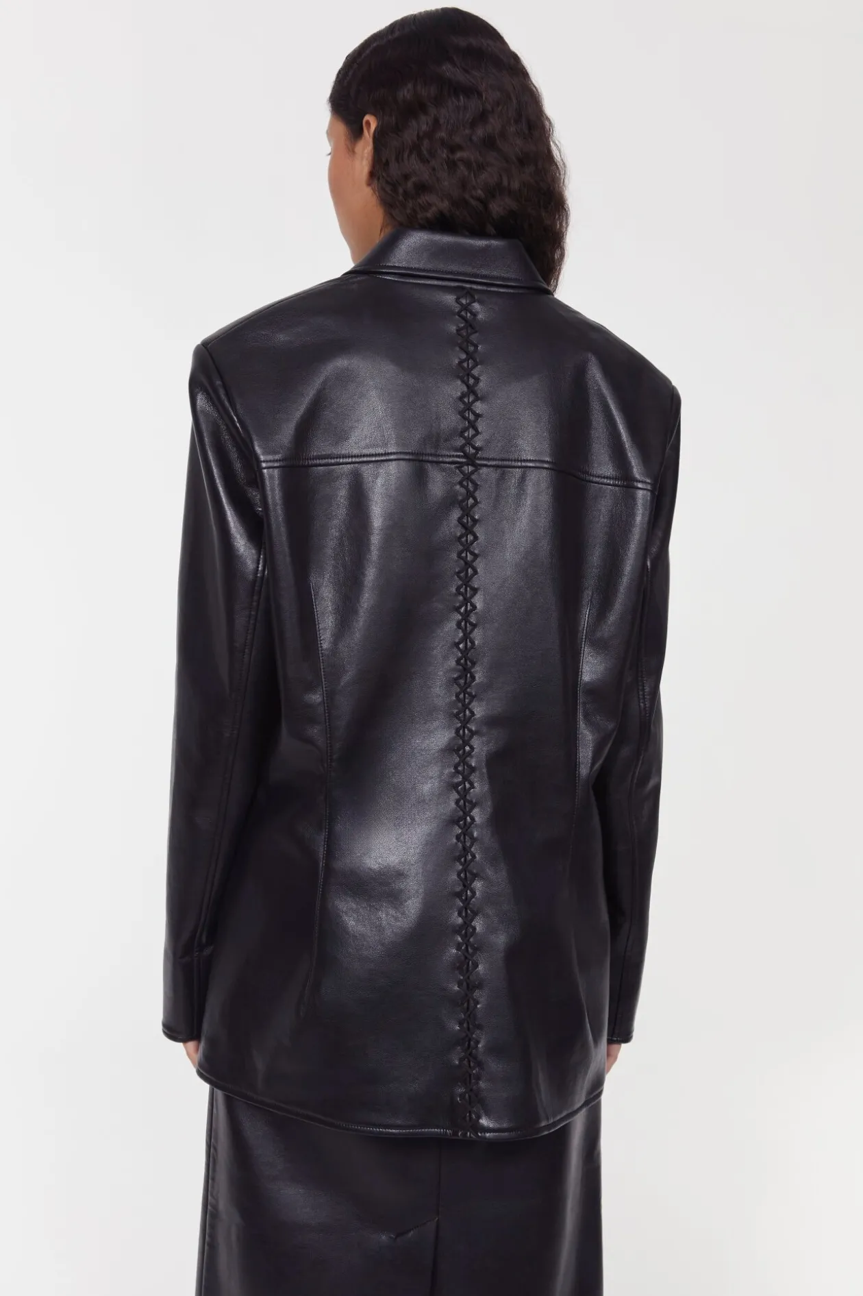 Carena Stitch Leather Blazer