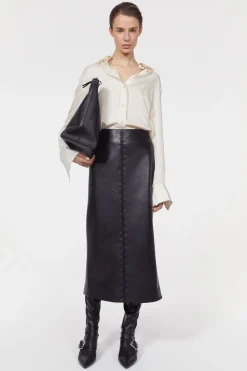 Helen Stitch Leather Skirt
