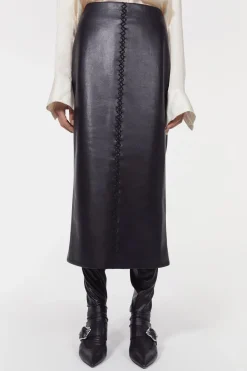 Helen Stitch Leather Skirt
