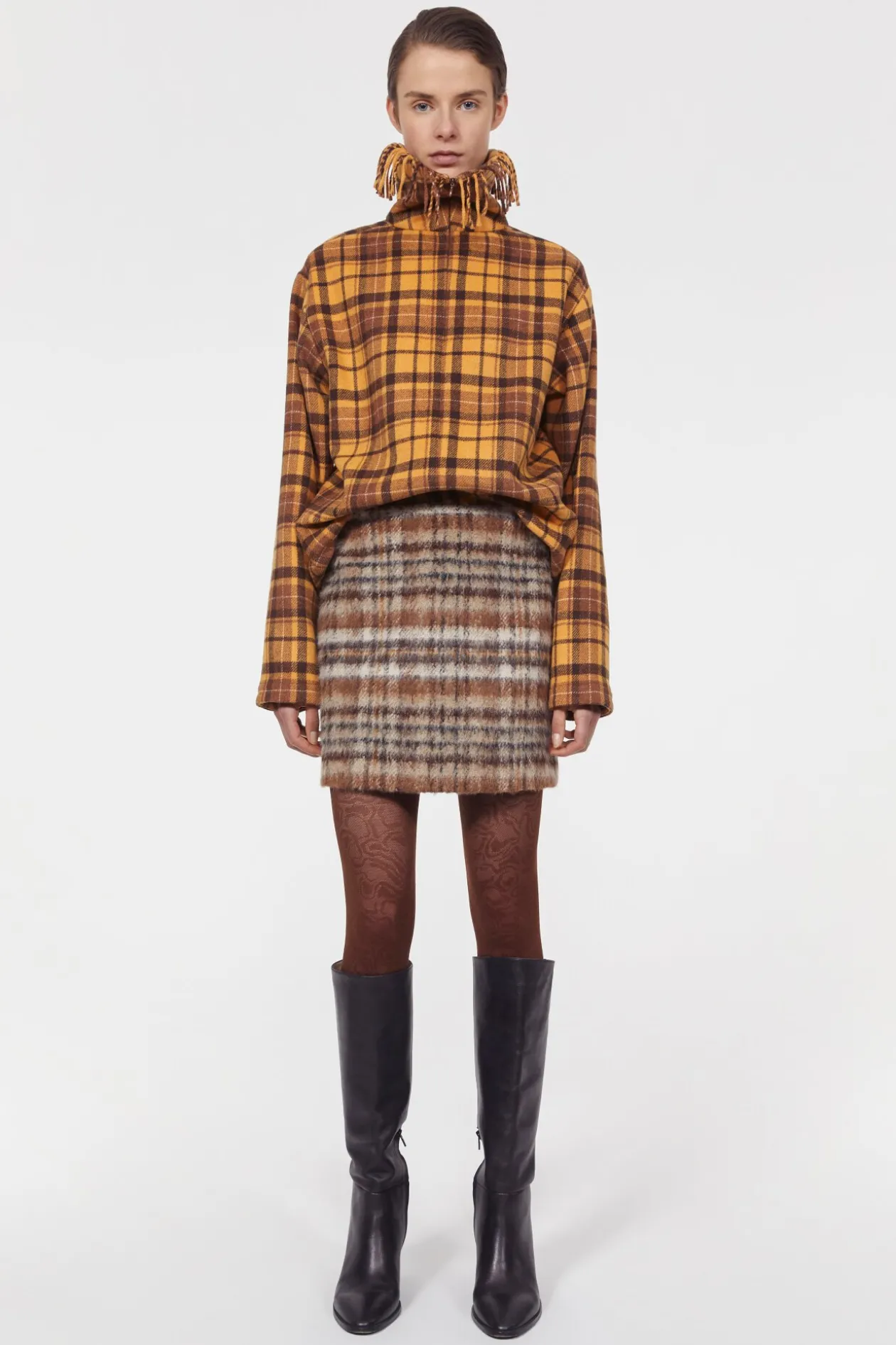 Seine Brushed Check Skirt